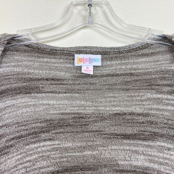 Lularoe Sarah Duster Cardigan Size S Heather Brown White Long Sleeve Open Front - Picture 3 of 6